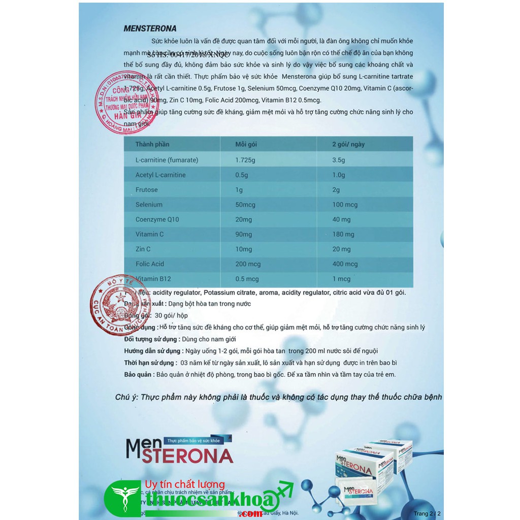 Men sterona  tăng thụ thai, hỗ trợ vô sinh - hiếm muộn, thụ thai tự nhiên