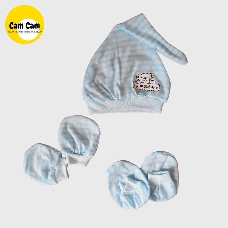 Set mũ củ tỏi dễ thương  FREESHIP kèm bao tay, bao chân cho bé sơ sinh, mã SS1016