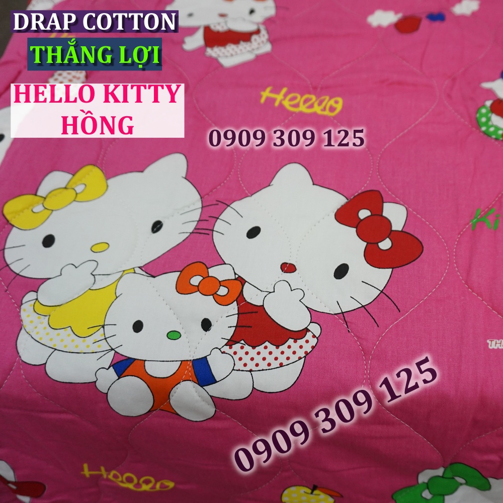 bộ Drap Thắng Lợi, ga giường hello kitty hồng chuẩn LOGO