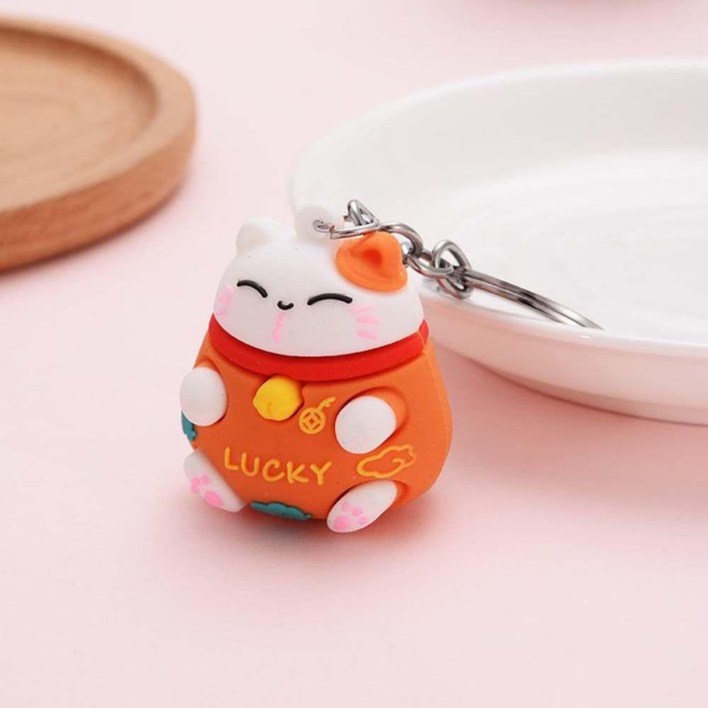 LANFY Móc Khóa Hình Mèo May Mắn Ba Chiều Dễ Thương