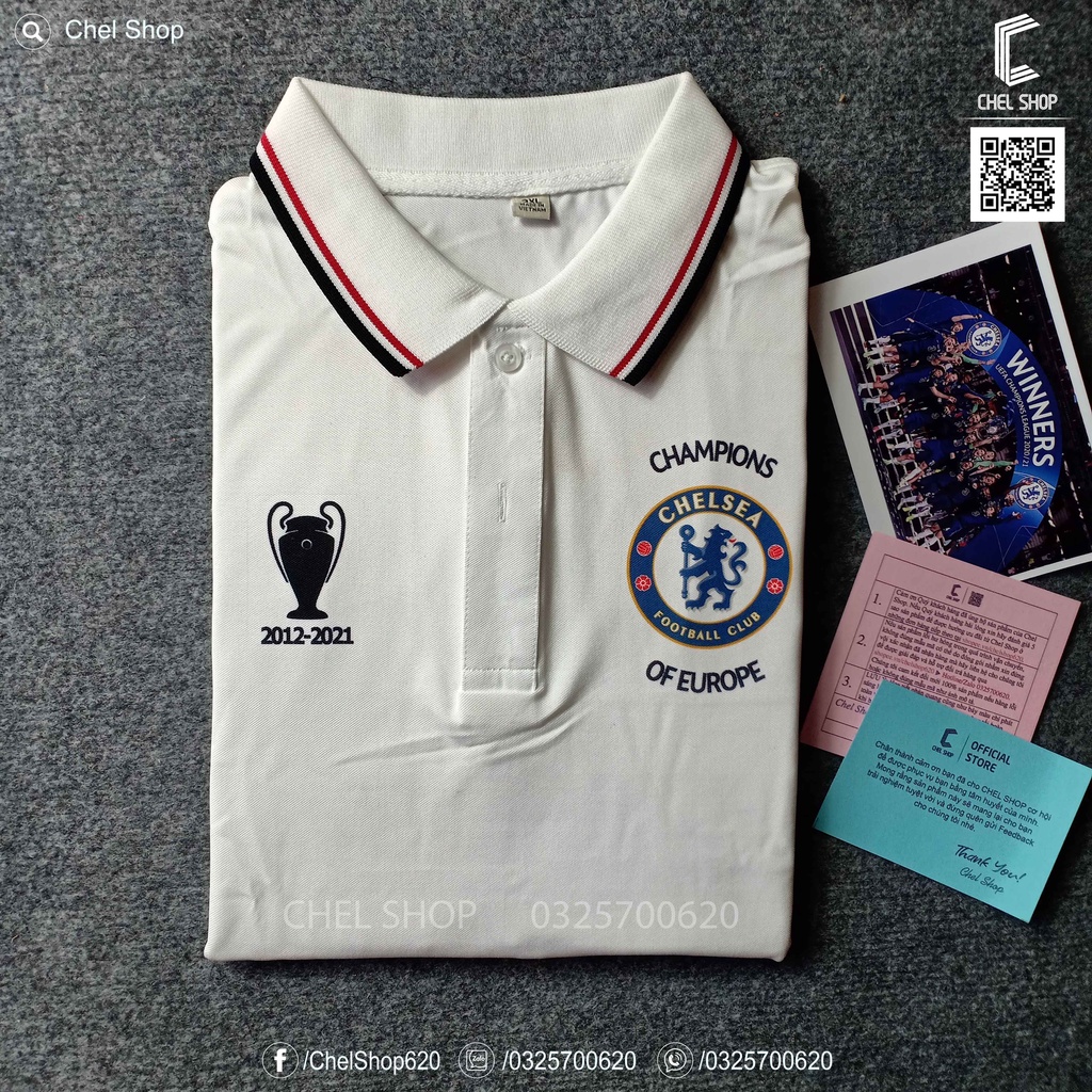 Áo polo 2V cao cấp Chelsea kỷ niệm vô địch UCL 2012-2021[ẢNH THẬT]