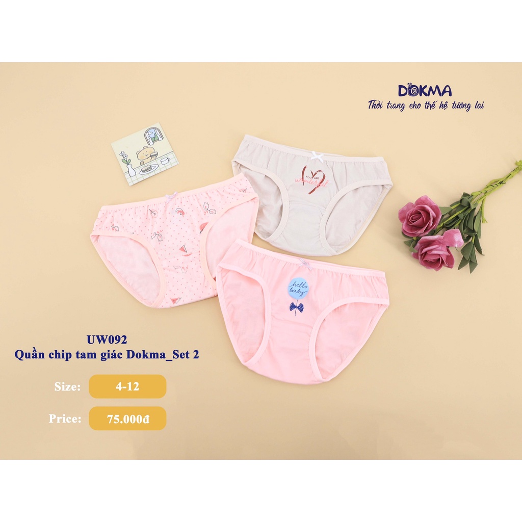 [FREESHIP] Quần chip tam giác 2-12 tuổi, cotton Dokma- UW092