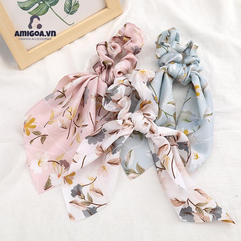 Dây Thun Cột Tóc Cao Su Đính Hoa Vải Dành Cho Nữ