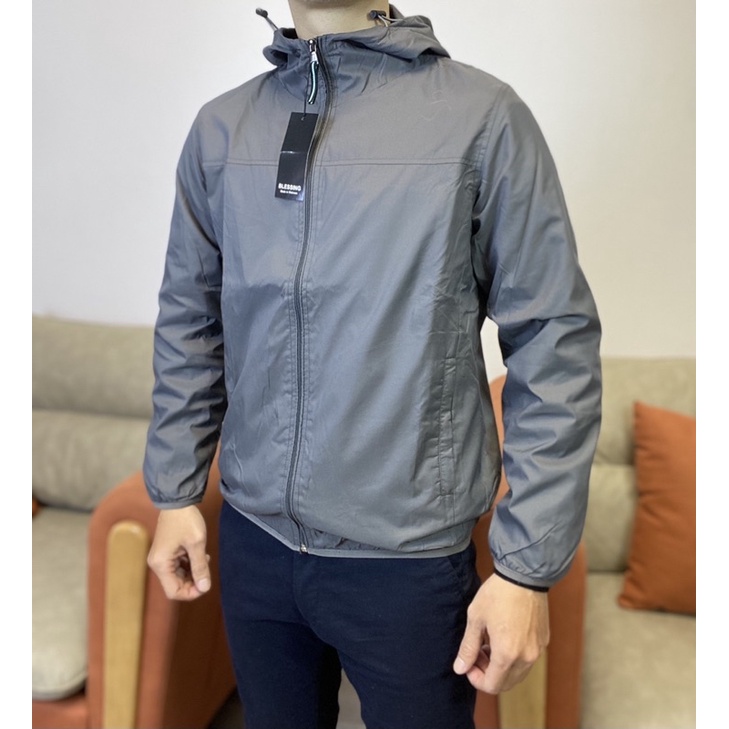 Áo khoác gió nam hai lớp lót lưới xuất dư vải gió gân cao cấp BL01.