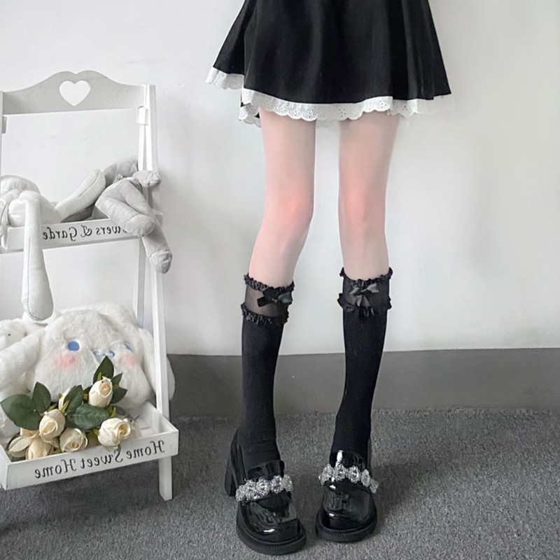Vớ dài phối ren mượt mà phong cách Lolita quyến rũ thời trang dành cho nữ