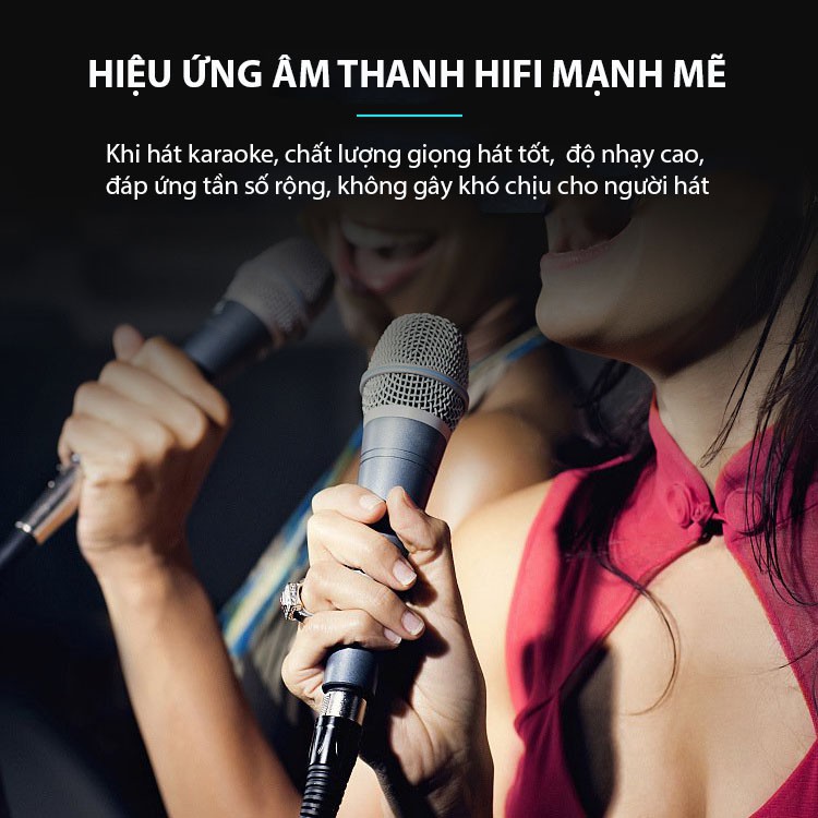 Micro karaoke có dây JSJ GL 8.0S thiết kế lưới tản nhiệt cổ điển giảm tạp âm chống nhiễu thân kim loại được phủ nhám