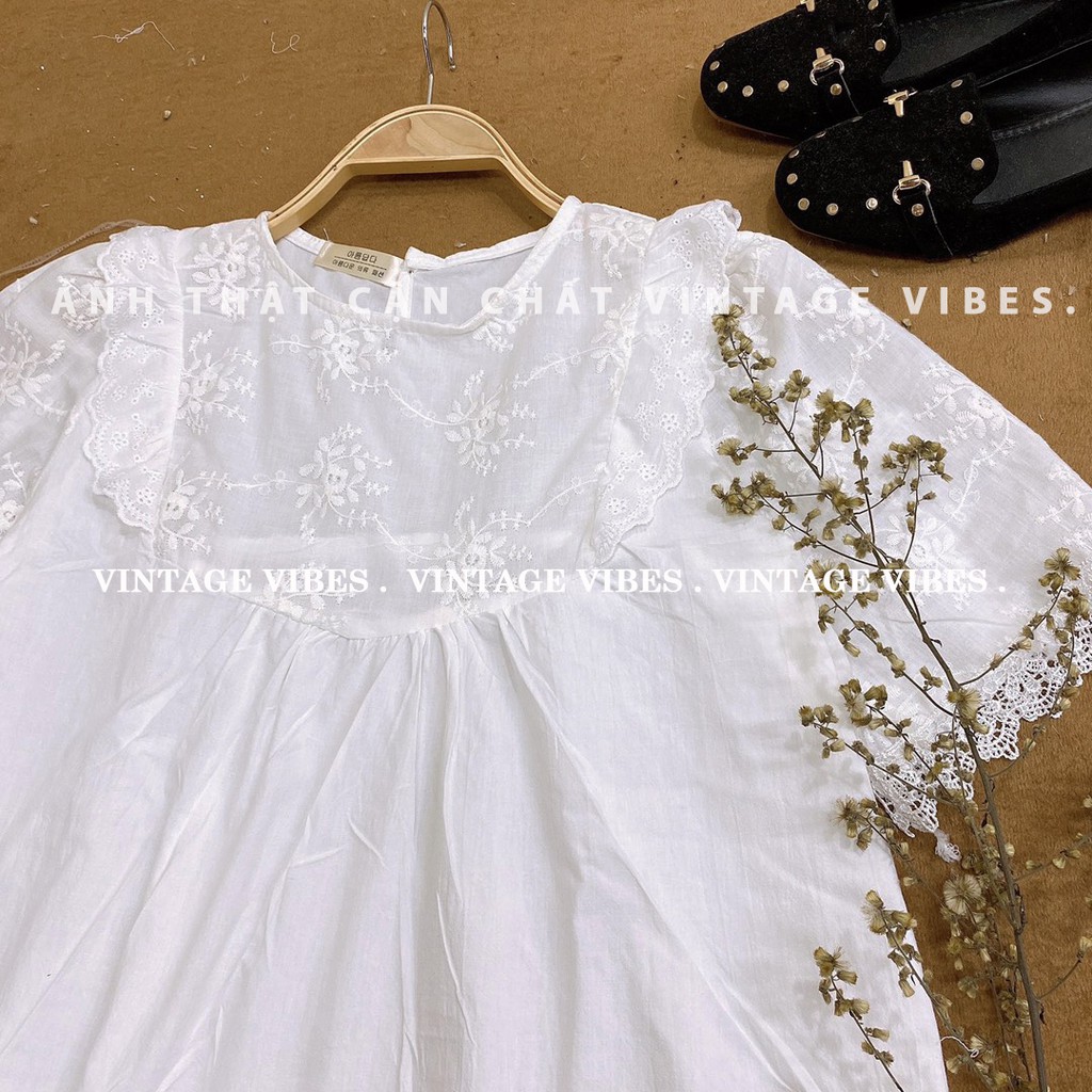 Áo babydoll phối ren ngực tay phồng (hàng QC) - Ảnh thật + Video thật 1000%