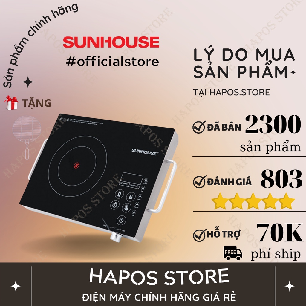 Bếp hồng ngoại Sunhouse SHD6011/ SHD017, bêp điện đơn không kén nồi thay bếp gas khóa an toàn trẻ em - HAPOS