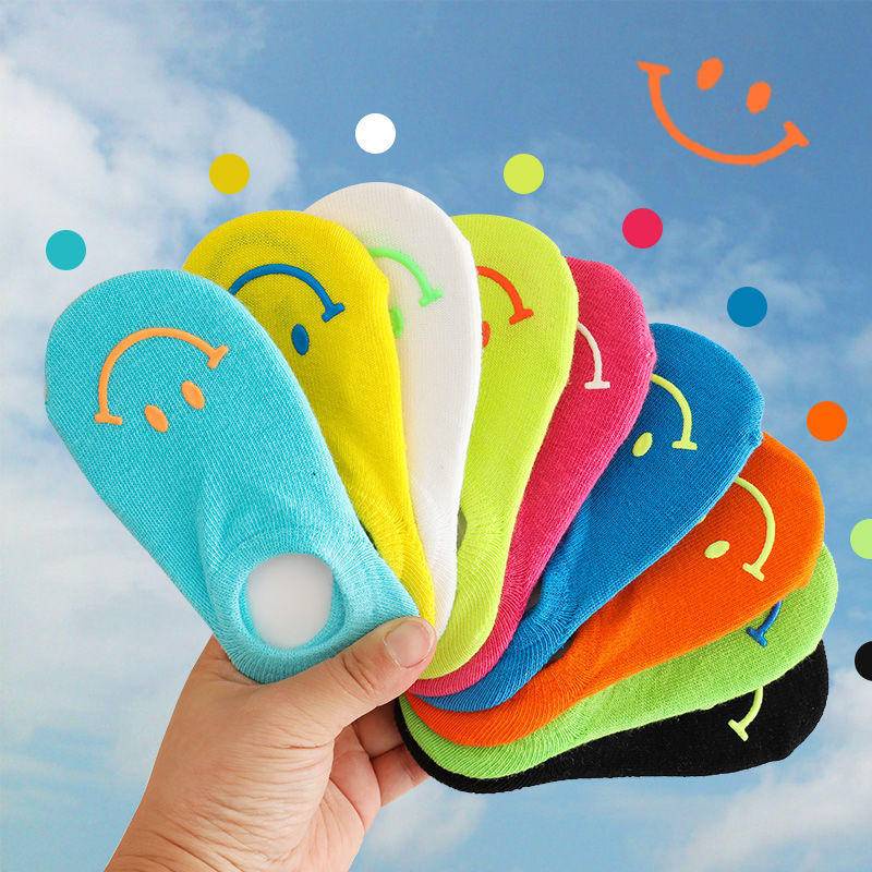 Vớ Cotton Mỏng Thoáng Khí Thoải Mái In Hình Mặt Cười Màu Sắc Ngọt Ngào Thời Trang Mùa Hè Cho Bé Từ 1-8 Tuổi