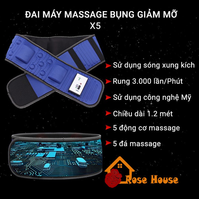 Đai massage giảm béo X5 Hàn Quốc, đai massage giảm mỡ bụng CỰC HIỆU QUẢ