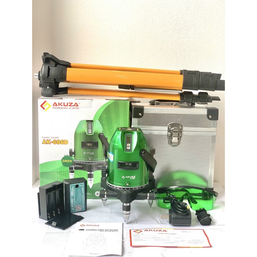 Máy cân bằng laser xanh 5 tia siêu sáng AKUZA AK - 686D chính hãng - Máy Cân Mực  bắn cốt AKUZA AK 6