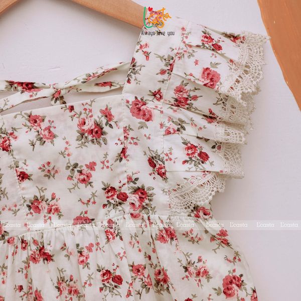 [Mã BMBAU50 giảm 50K đơn 150K] Váy bé gái hoa nhí phối ren xinh xắn dễ thương từ 8-30kg LCasta V14