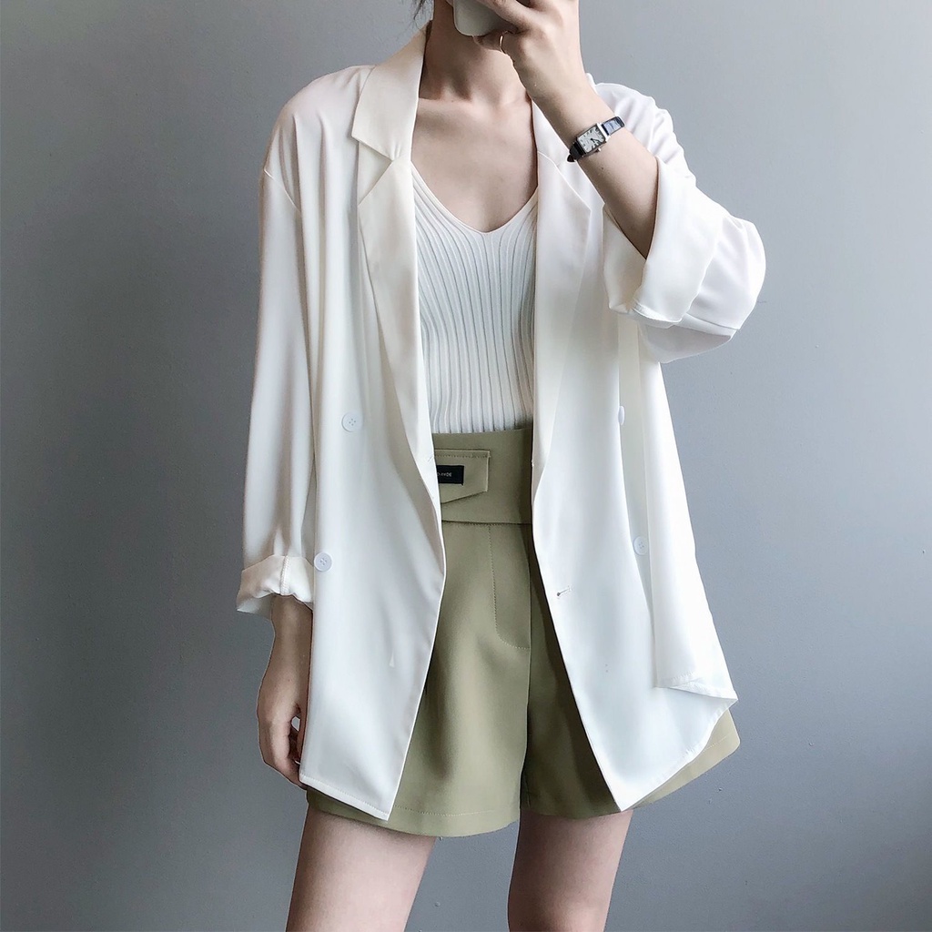 Jiashucheng Áo Khoác Blazer Chất Liệu Chiffon Mỏng Dáng Rộng Cao Cấp Thời Trang Theo Phong Cách Anh Cho Nữ