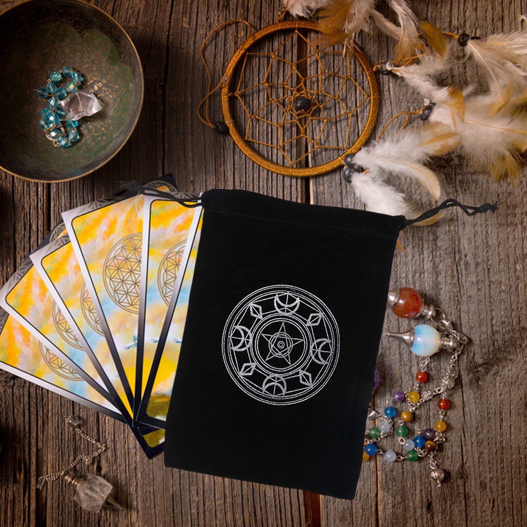 Túi đựng bài tarot rút dây màu đen tiện lợi