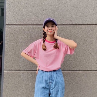 Áo thun sọc tay ngắn cổ tròn form rộng thêu hình mặt cười SMILE TEE - Sibling House