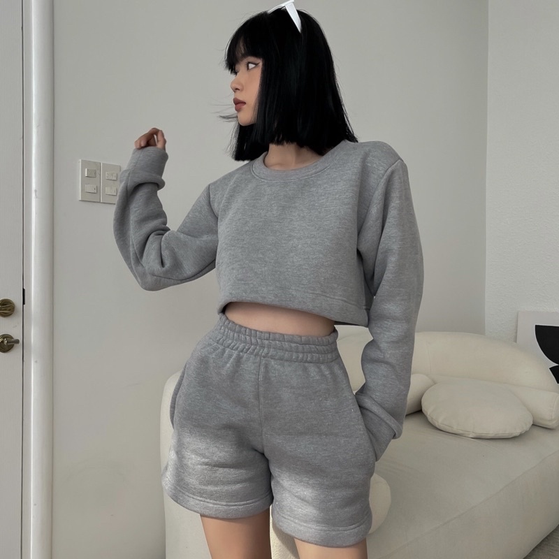 CHÍNH HÃNG : LUNA SET ( GREY ) : ÁO CROPTOP VÀ QUẦN ĐÙI LỬNG