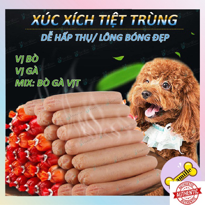 [THƠM NỨC] Xúc Xích Ăn Liền Cho Thú Cưng, 100% Từ Thịt Thật/ 3 Vị-Bò Gà Vịt, Cung Cấp Năng Lượng, Dinh Dưỡng Tối Ưu.