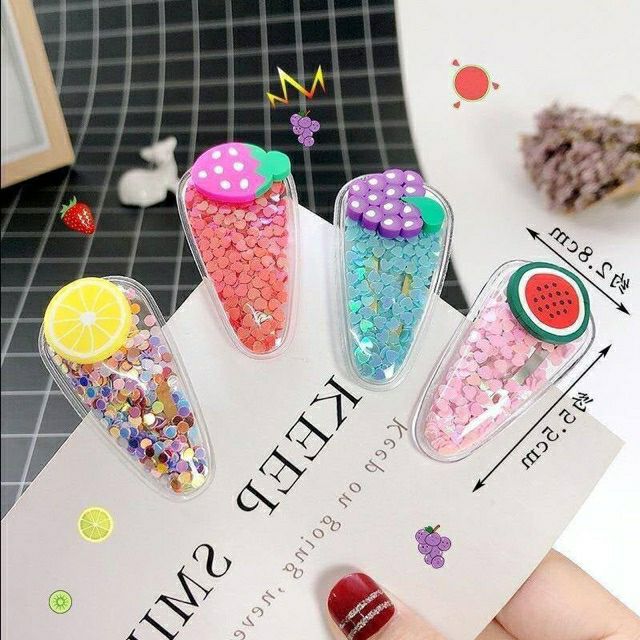 Sét 5 kẹp tóc hoa quả cho bé