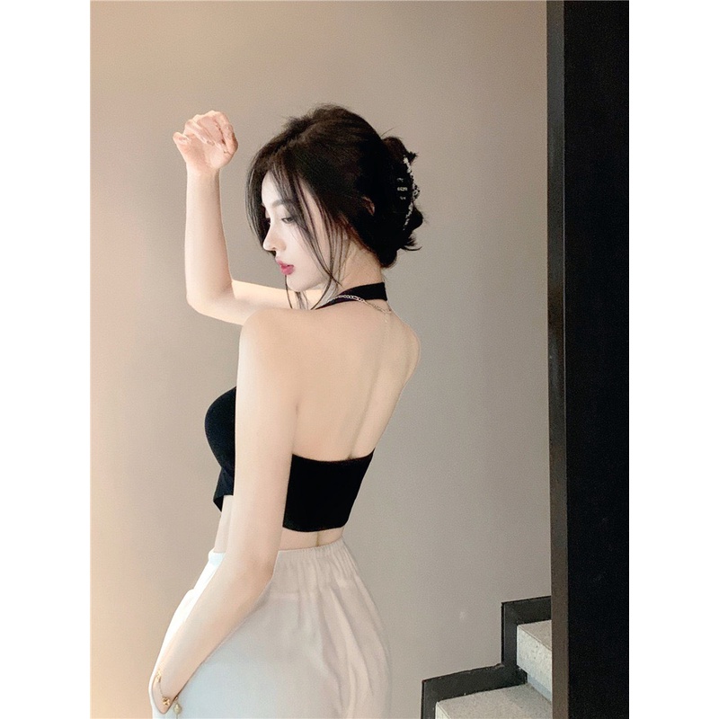 Áo Cổ Yếm Hở Lưng Vạt Chéo Phong Cách Hàn Quốc Gợi Cảm Cho Nữ B.X2
