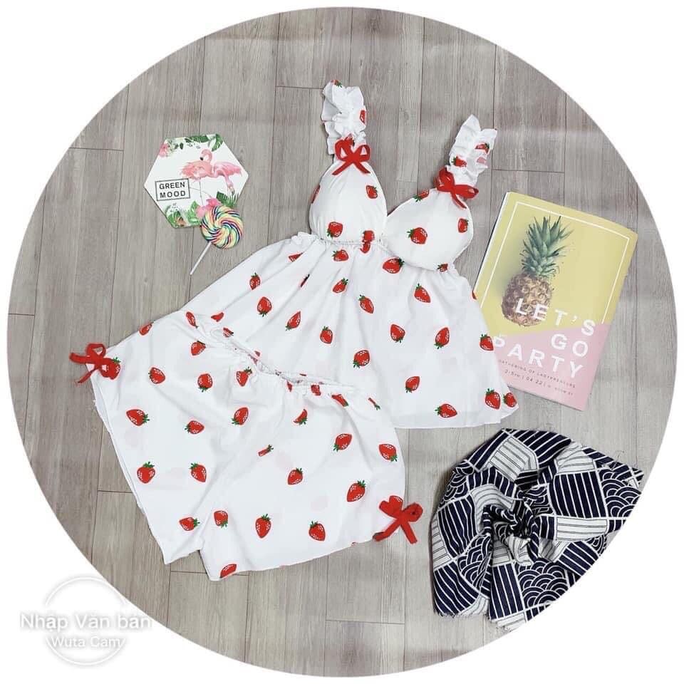 Đồ ngủ sexy 🍓 FREE SHIP🍓Đồ ngủ sexy dâu đùi kate lụa freesize<60kg | BigBuy360 - bigbuy360.vn