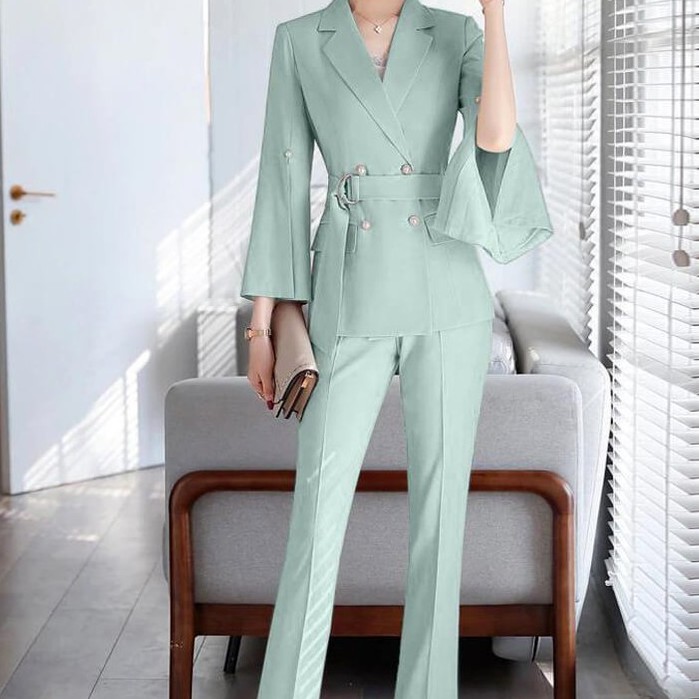 Sét Vest Tay Xẻ Công Sở Sang Chảnh - Bộ Vest Nữ Quần Dài Tay Lỡ Kaki Lụa Hàng nhập QUảng Châu Cao Cấp | BigBuy360 - bigbuy360.vn