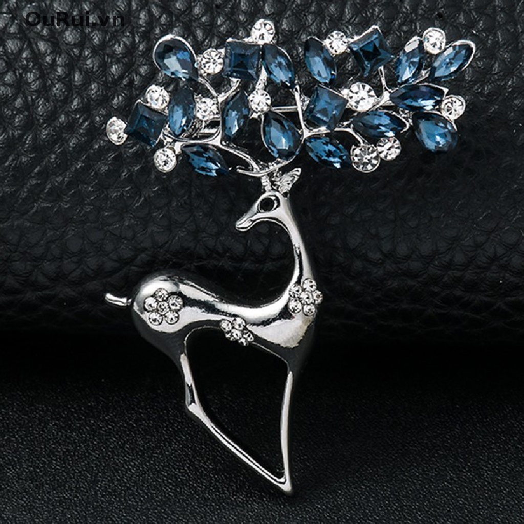 1 Ghim Cài Áo Hình Tuần Lộc Đính Đá Nhân Tạo Thời Trang