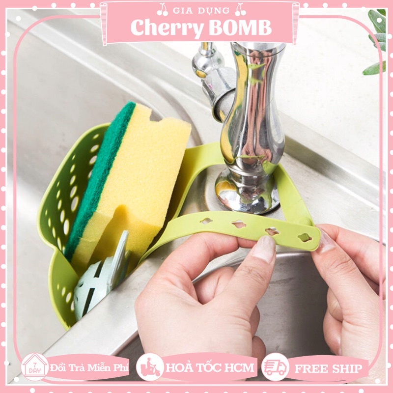 GIỎ ĐỰNG Miếng Rửa Chén 2 Lơp - Giỏ Nhựa Treo Đồ Bồn Rửa Chén, Gắn Vòi Nước Bồn Rửa