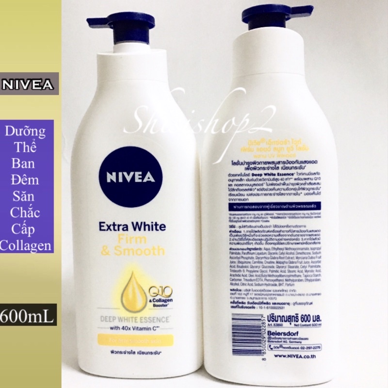 Sữa Dưỡng Thể Trắng Da NIVEA Q10 Thái lan 600mL dùng ban đêm
