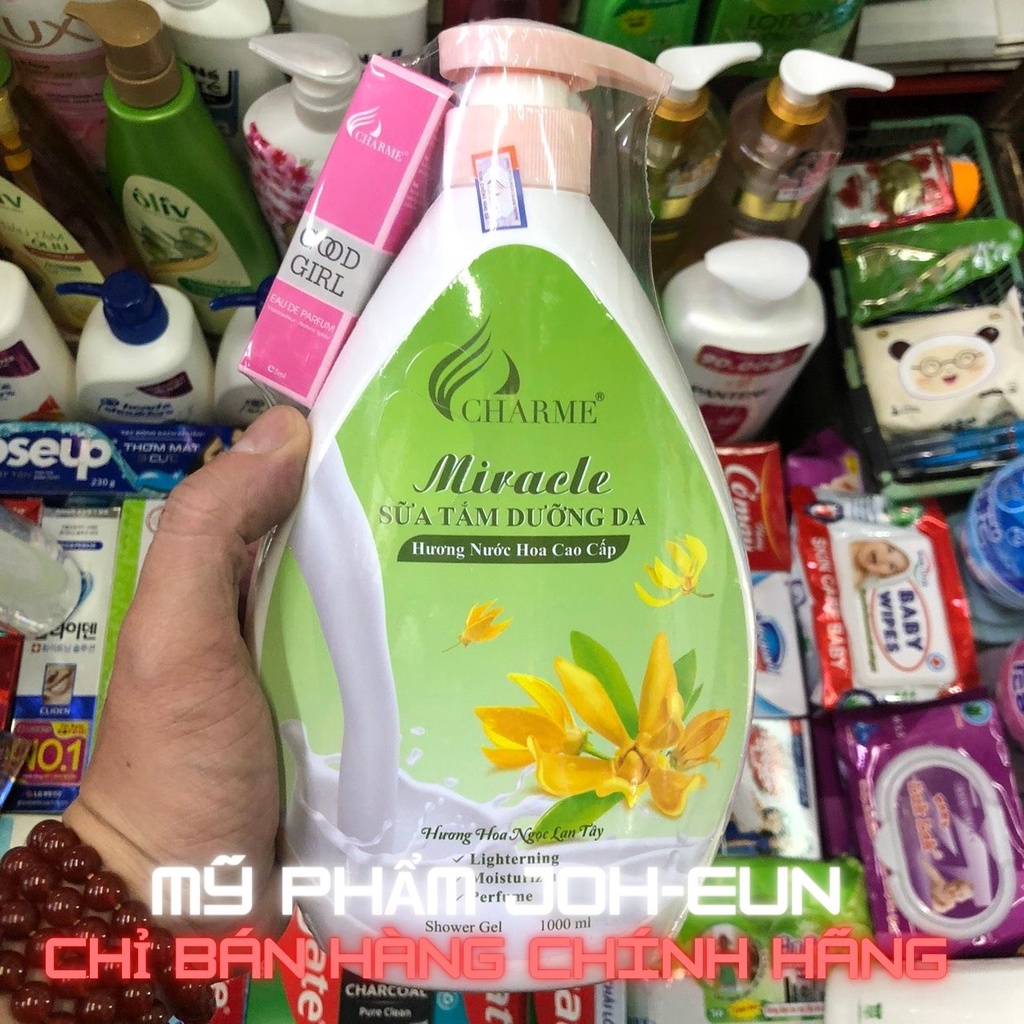 Sữa Tắm Miracle 1000ml Hương Nước Hoa Ngọc Lan Tây &amp; Oải Hương ( tặng kèm chai nước hoa nhỏ)