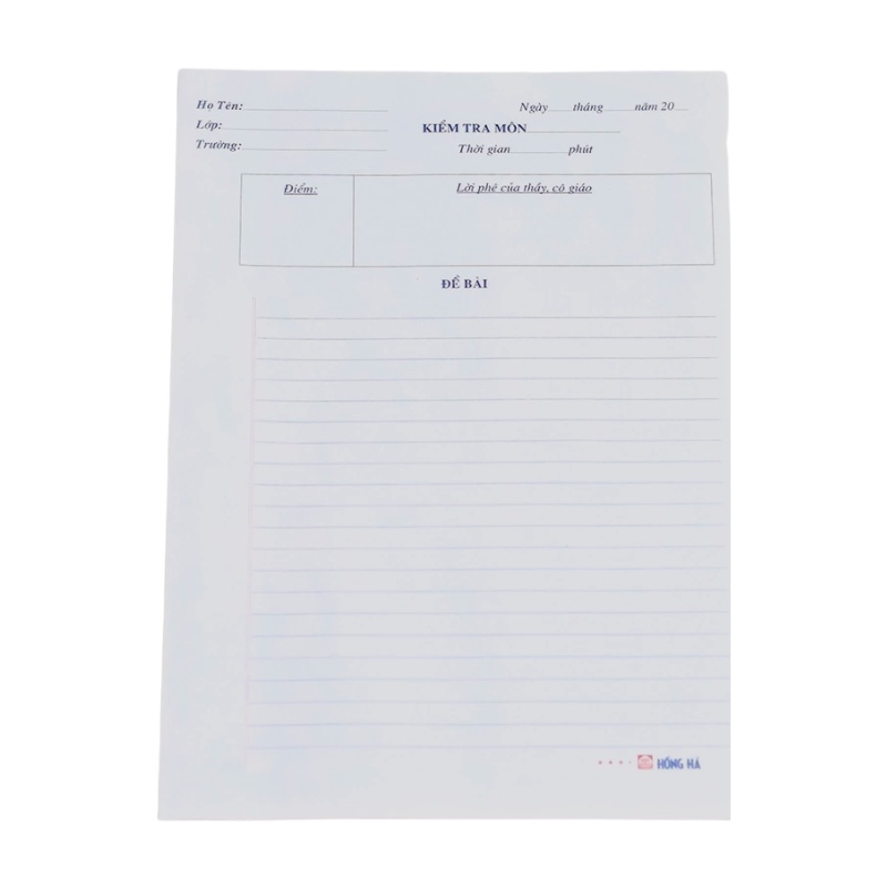 Giấy kiểm tra kẻ ngang Hồng Hà ( kết hợp 20 tờ đôi và 10 tờ đơn ) - MIYABI STORE