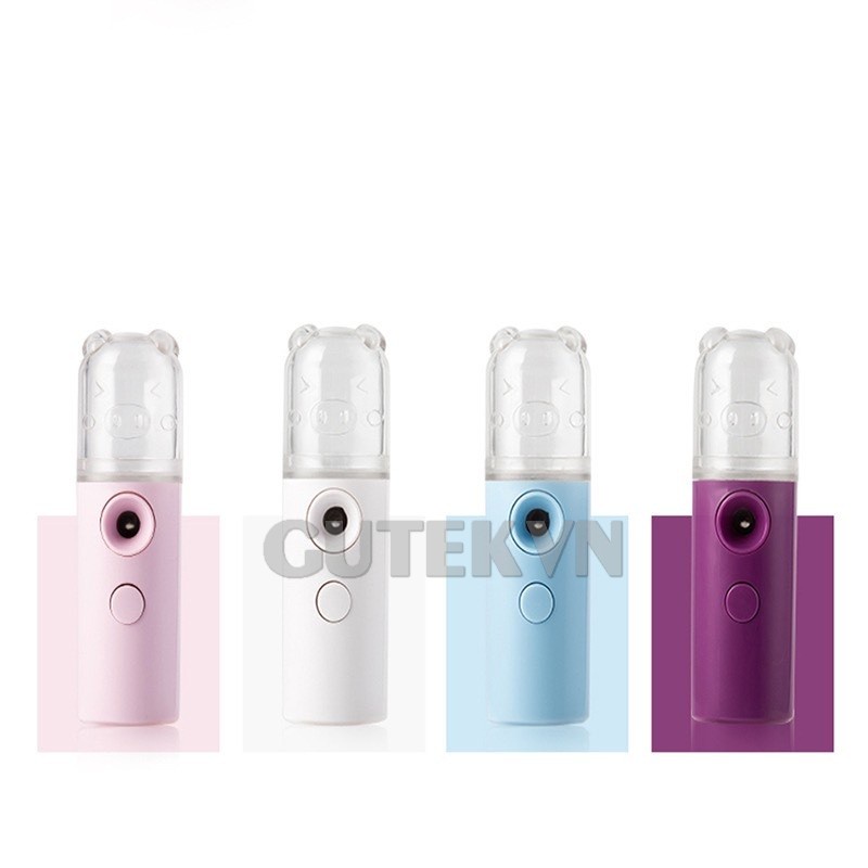 Máy phun sương tạo độ ẩm xịt khoáng mini cầm tay để bàn nhỏ gọn có đèn nhiều màu – Gutek B12