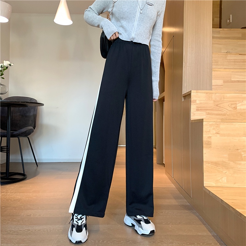 Quần dài lưng cao dáng rộng phong cách thời trang hàn quốc