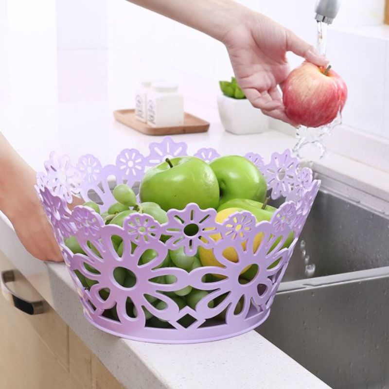 Rổ nhựa hoa bày hoa quả, bánh kẹo đẹp mắt Việt Nhật - Rổ hoa đa năng họa tiết hình hoa 3 size