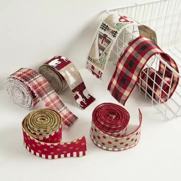 2M Ruy Băng Giáng Sinh Giả Đay Vải Bố Ruy Băng Có Dây Cạnh Vải Lanh Ruy Băng Đỏ Đen Trâu Nơ Ruy Băng