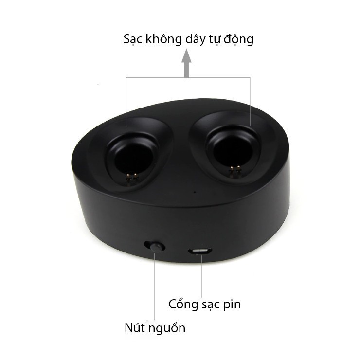 (Siêu hot 2019)Tai Nghe Bluetooth 2 Tai Không Dây Cao Cấp Pin Trâu Dock Sạc Tích Hợp Pin Dự Phòng 450mAh K2