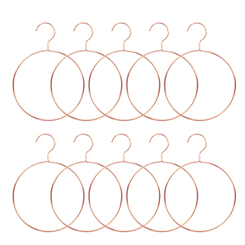 Bộ 10 Móc Treo Cà Vạt / Khăn Choàng Hình Tròn Bằng Sắt Chống Trượt Giá Đỡ