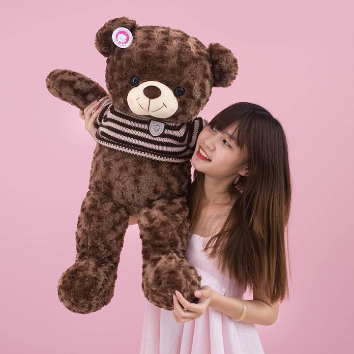 Gấu Bông Teddy Khổ Vải 80cm cao 60cm Cực Dễ Thương Chât Liệu Lông Mịn