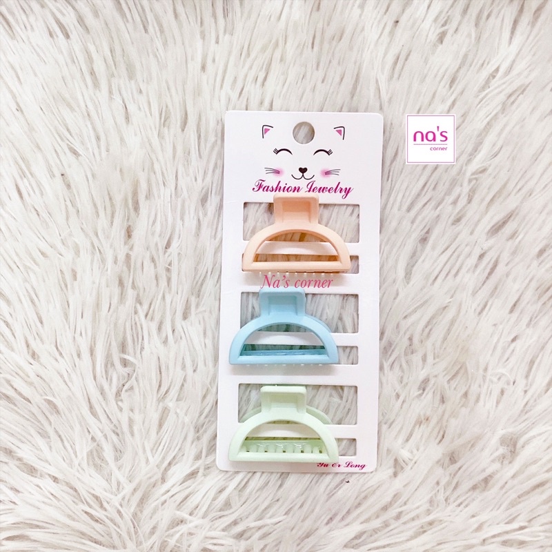 Bộ 3 kẹp tóc gấp tóc gắp càng cua 7 răng nhỏ nhựa mịn đẹp vintage