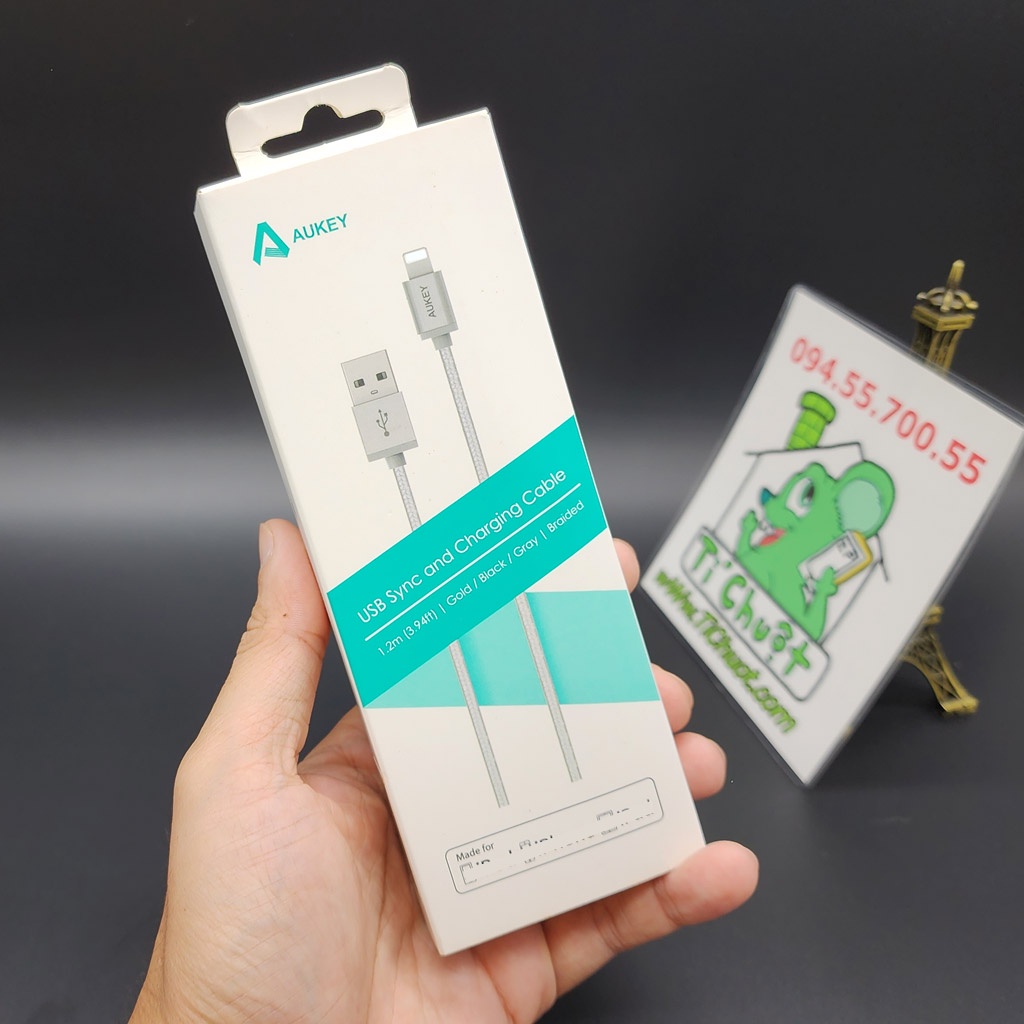[Chính Hãng Aukey BH 12T] Cáp USB Ligh.ning M.F.i CB-D16 Dây Dù Kevlar Dài 1m2 Chống Gãy Đầu Hợp Kim Nhôm