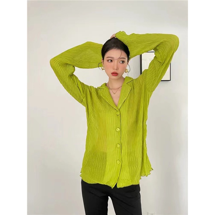 Áo Sơ Mi Nữ Cổ V Dài Tay Cổ Chữ V Thời Trang