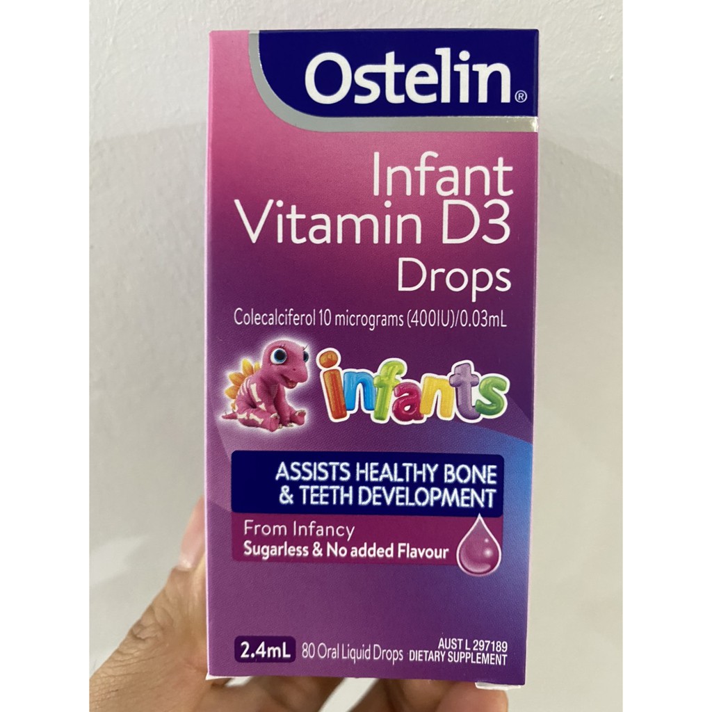 Vitamin D3 (2.4ml dạng giọt) phát triển xương và răng cho trẻ từ sơ sinh đến 12 tuổi Ostelin Infant Vitamin D3 Drops, Úc