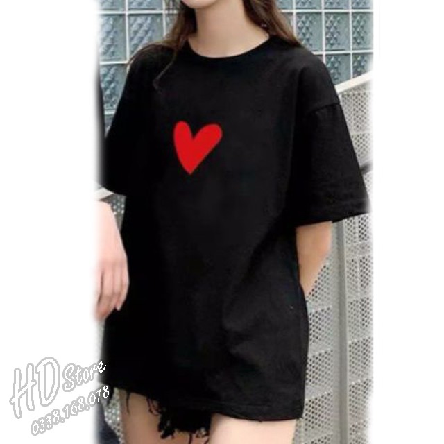 Áo Đôi Tay Ngắn Nam Nữ HD store In hình tim <3  so cute   Unisex HDstore Outfit Big Size 100% Cotton 4 Chiều Rẻ Đẹp