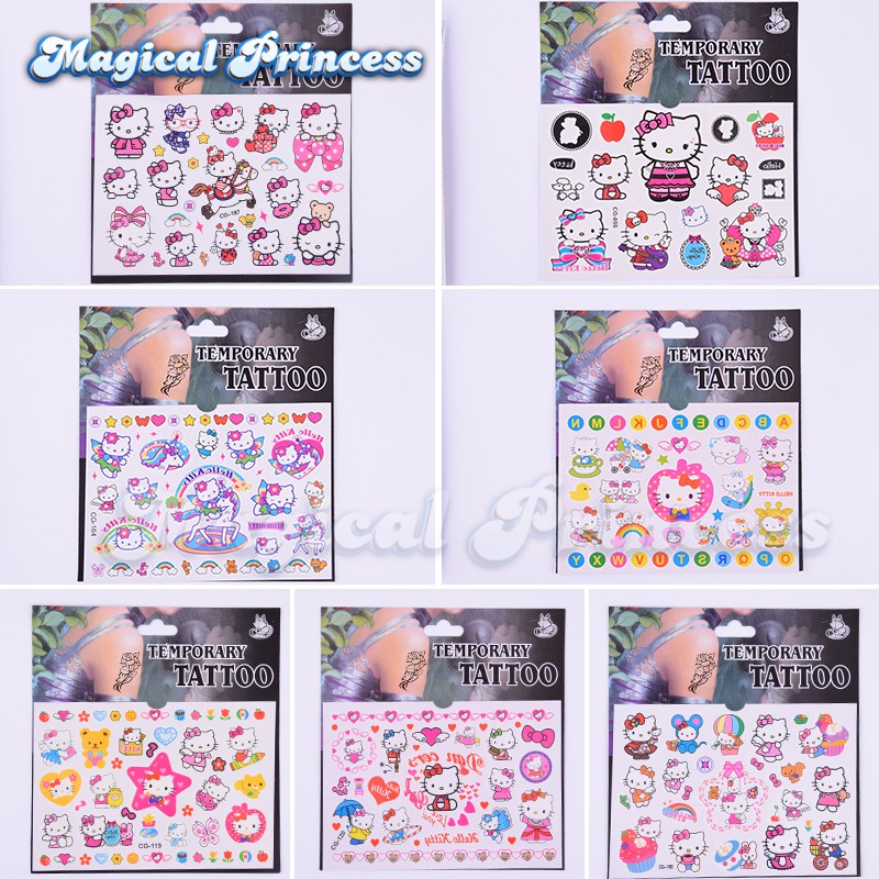 Miếng Dán Hình Xăm Tạm Thời Hình Hello Kitty