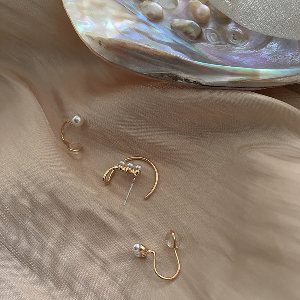 Set 3 bông tai ngọc trai phong cách Hàn Quốc thiết kế đơn giản thời trang