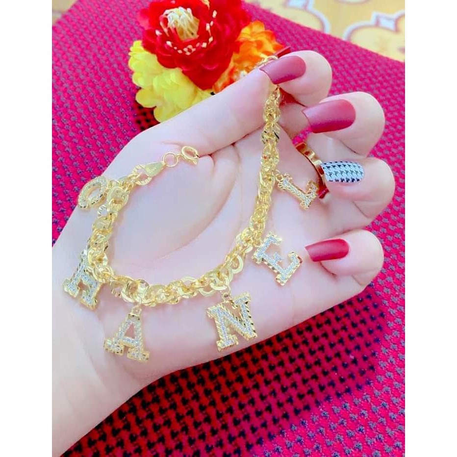 Lắc Tay Nữ Mạ Vàng 18 K or Bạch Kim Gắn Chữ - Mẫu mới 2021 - Bao hoàn tiền, bao đổi trả trong 07 ngày nếu sai sản phẩm