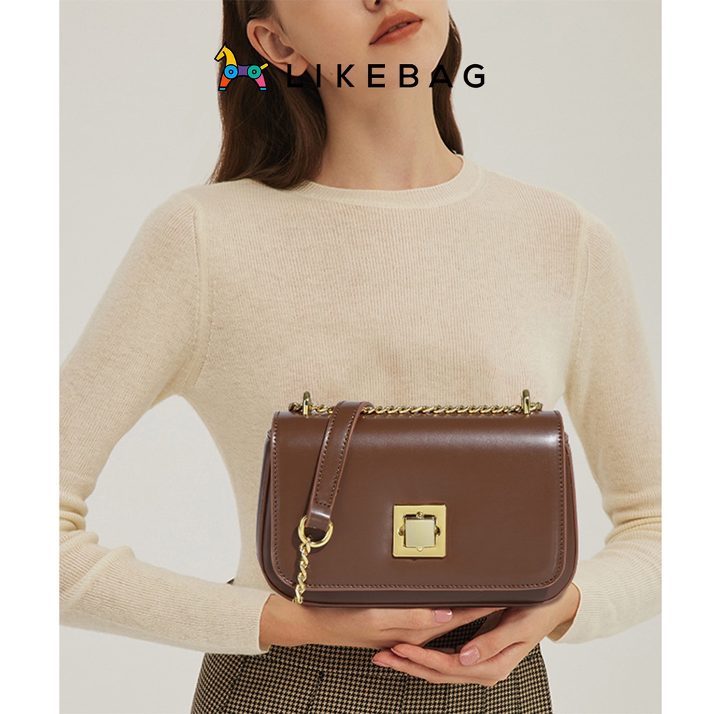 Túi đeo chéo nữ, kẹp nách thời trang LIKEBAG khóa chốt kim loại sang trọng 221XK5988 - LIBAGI