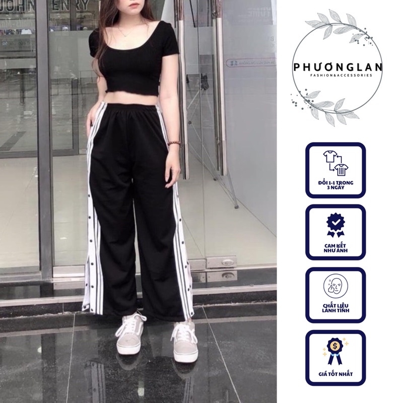 QUẦN ỐNG RỘNG  𝑭𝑹𝑬𝑬𝑺𝑯𝑰𝑷  QUẦN ỐNG RỘNG CÚC BẤM xẻ tà unisex form dưới 60kg siêu xinh