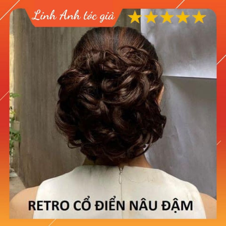 Tóc giả búi retro cổ điển, búi xoăn cài nửa đầu phía sau [Video + ảnh thật]