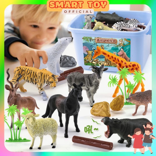 Bộ đồ chơi mô hình động vật 58 chi tiết cho bé khám phá, đồ chơi giáo dục cho bé yêu