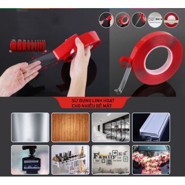 Băng Keo 2 Mặt Siêu Dính Chống Thấm Nước Dài 3 Mét - LAVITA